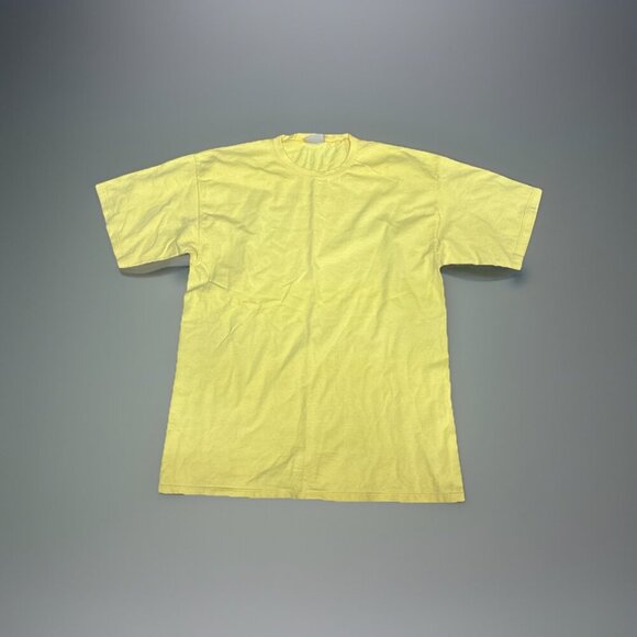 Vintage 90s Pluma T Shirt Mens L Heavyweight Cotton Made in USA Blank Yellow - Picture 1 of 3